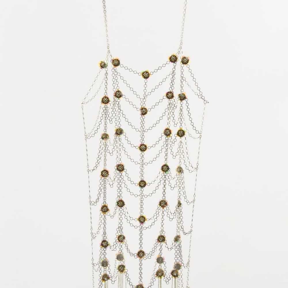 Zara BEADED FLORAL METAL DRESS